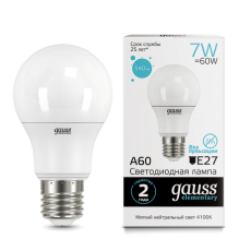 Лампа светодиодная LED 7Вт E27 220В 4100К Elementary A60 | 23227A | Gauss