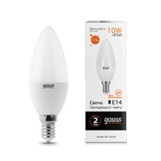 Лампа светодиодная LED 10Вт E14 220В 2700К Elementary свеча | 33110 | Gauss