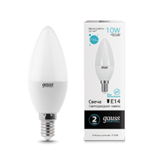 Лампа светодиодная LED 10Вт E14 220В 4100К Elementary свеча | 33120 | Gauss