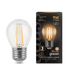 Лампа светодиодная Black LED Filament Шар E27 9W 680lm 2700K | 105802109 | Gauss