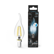 Лампа светодиодная Black LED Filament Свеча на ветру E14 7W 580lm 4100K step dimmable | 104801207-S | Gauss