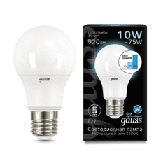 Лампа светодиодная LED 10Вт E27 220В 4100К A60, диммируемая | 102502210-S | Gauss