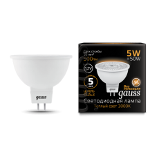 Лампа светодиодная LED 5Вт GU5.3 12В 2700К MR16 | 201505105 | Gauss