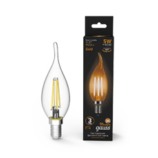 Лампа светодиодная LED 5Вт E14 220В 2700К свеча на ветру | 104801005 | Gauss