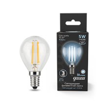 Лампа светодиодная LED 5Вт E14 220В 4100К шар | 105801205 | Gauss