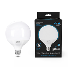 Лампа светодиодная G125 22W 1840lm 6500K E27 LED 1/10 | 105102322 | Gauss