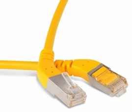 Патч-корд PC-APM-STP-RJ45/L45-RJ45/L45-C6-3M-LSZH-YL F/UTP угловой, экранированный, левый 45°-левый 45°, Cat.6, LSZH, 3 м, желтый | 233141 | Hyperline