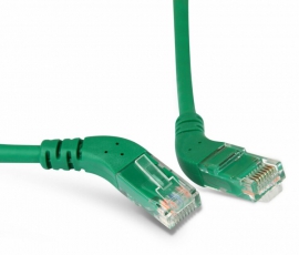 Патч-корд PC-APM-UTP-RJ45/R45-RJ45/R45-C5e-1M-LSZH-GN U/UTP угловой, правый 45°-правый 45°, Cat.5e, LSZH, 1 м, зеленый | 231800 | Hyperline