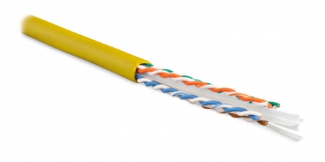 Кабель витая пара UUTP4-C6-S23-IN-LSZH-YL-305(305м)U/UTP,кат.6,4п.(23AWG),одн.(solid),с разд.,LSZH,нг(С)-HF,–20°C–+75°C,желт. | 251950 | Hyperline