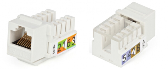 Вставка Keystone Jack KJ2-8P8C-C5e-90-WH RJ-45(8P8C), категория 5e, Dual IDC, белая | 16289 | Hyperline