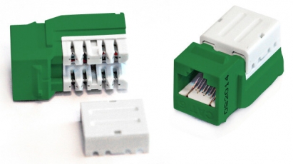 Вставка Keystone Jack KJNE-8P8C-C6-90-GN RJ-45(8P8C), категория 6, 110 IDC, заделка с помощью NE-TOOL, зеленая | 212410 | Hyperline