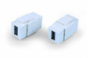 KJ1-USB-A3-WH Вставка формата Keystone Jack с проходным адаптером USB 3.0 (Type A), ROHS, белая | 247150 | Hyperline