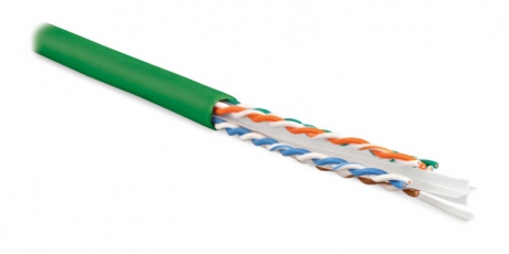 UUTP4-C6-S23-IN-LSZH-GN-100 (100 м) Кабель витая пара U/UTP, категория 6, 4 пары (23 AWG), одножил. (solid), LSZH, нг(А)-HF| 273522 | Hyperline