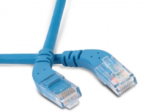 Патч-корд PC-APM-UTP-RJ45/R45-RJ45/R45-C6-3M-LSZH-BL U/UTP угловой, правый 45°-правый 45°, Cat.6, LSZH, 3 м, синий | 233043 | Hyperline