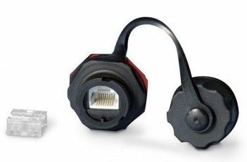 Модуль промышленныйKJ-IE-8P8C-C5e-180-BK Keystone Jack RJ-45 (8P8C), IP67, категория 5e, с защитной крышкой, черный | 45690 | Hyperline