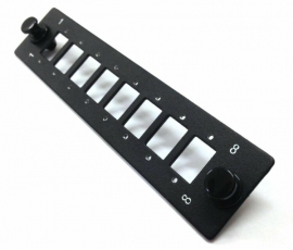 Панель лицевая FO-FP-W140H42-8SC/DLC-BK (модуль) для установки 8-SC(DLC), с отверстиями М2 для крепления адаптера, черная | 250386 | Hyperline