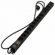 SHE-9SH-3IEC-S-2.5EU Блок розеток, вертикальный, 9 розеток Schuko, 3 розетки IEC320 C13, выключатель с подсветкой | 397070 | Hyperline