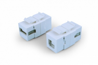 KJ1-USB-A-B2-WH Вставка формата Keystone Jack с проходным адаптером USB 2.0 (Type A-B), ROHS, белая | 247142 | Hyperline