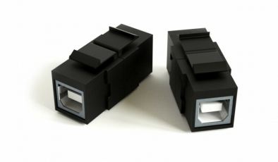 KJ1-USB-B2-BK Вставка формата Keystone Jack с проходным адаптером USB 2.0 (Type B), ROHS, черная | 251217 | Hyperline