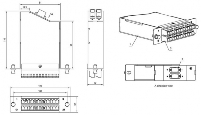FO-CSS-W120H32-9-2MTPM-24LC-BL Волоконно-оптическая кассета MTP (папа), 120x32 мм, 24LC адаптера (цвет синий), 24 волокна| 48033 | Hyperline