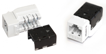 Вставка Keystone Jack KJNE-8P8C-C6A-90-WH RJ-45(8P8C), категория 6A, 110 IDC, заделка с помощью NE-TOOL, белая | 47013 | Hyperline