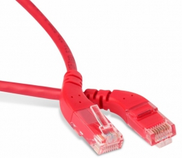 Патч-корд PC-APM-UTP-RJ45/L45-RJ45/L45-C6-1M-LSZH-RD U/UTP угловой, левый 45°-левый 45°, Cat.6, LSZH, 1 м, красный | 232974 | Hyperline