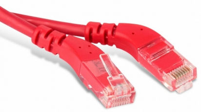 Патч-корд PC-APM-UTP-RJ45/L45-RJ45/L45-C6-3M-LSZH-RD U/UTP угловой, левый 45°-левый 45°, Cat.6, LSZH, 3 м, красный | 233031 | Hyperline