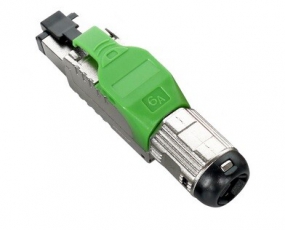 PLUE-8P8C-S-C6A-SH-GN Разъем полевой оконцовки RJ-45 (8P8C) под витую пару, для одножиль. кабеля, toolless, категория 6A, экранир| 403352 | Hyperline