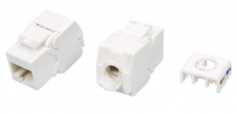 KJ8-8P8C-C6-180-TLS-WH Вставка Keystone Jack RJ-45(8P8C), категория 6, тип 180 градусов, Toolless, белая | 426190 | Hyperline