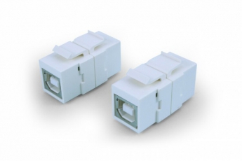 KJ1-USB-B2-WH Вставка формата Keystone Jack с проходным адаптером USB 2.0 (Type B), ROHS, белая | 247148 | Hyperline