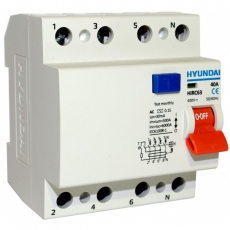 Устройство защитного отключения HIRC63 4PG4S0000C 00040F 4 полюса, 40A, 30mA | 13.05.000016 | HYUNDAI