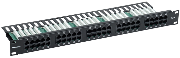 Патч-панель телеф. 1U категории 3 RJ45 50 порт. (Krone) GENERICA