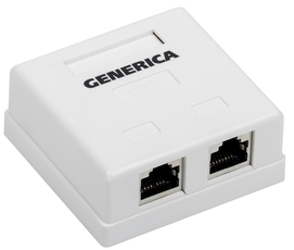 Розетка информационная настенная RJ45 категории 5Е FTP 2 порта GENERICA