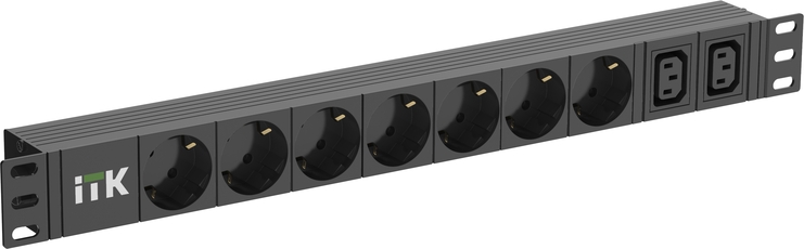 Блок PDU ITK7 розеток нем ст + 2 С13 1U каб 2м C14