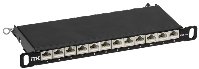 Патч-панель ITK 0.5U кат.6A STP 12 портов 10дюйм Dual IDC
