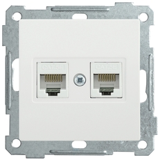 РK10-2-Б Розетка двухместная компьютерная RJ45 Cat5e BOLERO белая