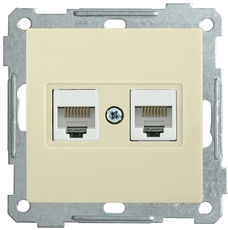 РK10-2-Б Розетка двухместная компьютерная RJ45 Cat5e BOLERO кремовый