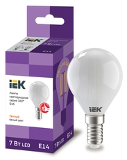 Лампа светодиодная LED 7вт Е14 белый матовый шар FILAMENT