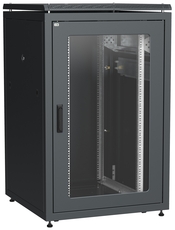 Шкаф сетевой 19' LINEA N 24U 800х800мм стеклянная передняя дверь задняя металлическая черный