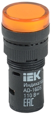 Лампа AD16DS(LED)матрица d16мм желтый 110В AC/DC