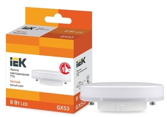 Лампа светодиодная LED 8вт GX53 тепло-белый таблетка ECO