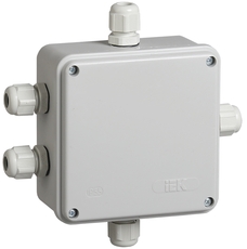 Коробка КМ41330 распаячная для открытой проводки 100х100х50мм IP55 (RAL7035 гермовводы PG9 5 шт)