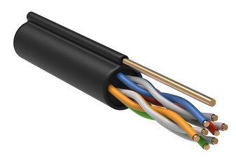 Витая пара U/UTP кат.5е 4 пары 24 AWG LDPE с мет тросом 12мм черный 305м ITK