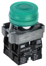 Кнопка управления LA167-BP35 d=22мм 1з+1р IP67 зеленая IEK