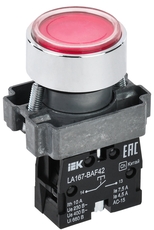 Кнопка управления LA167-BAF42 d=22мм 1р IP67 красная IEK