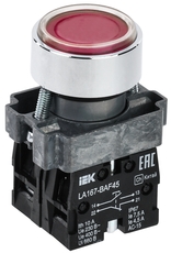 Кнопка управления LA167-BAF45 d=22мм 1з+1р IP67 красная IEK