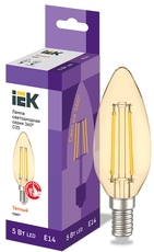 Лампа LED C35 золото 5Вт 230В 2700К E14 серия 360° IEK