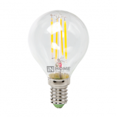 Лампа светодиодная LED-ШАР-deco 5Вт 230В Е14 3000К 450Лм прозр | 4690612007687 | IN HOME