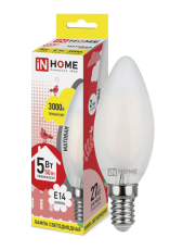 Лампа светодиодная LED-СВЕЧА-deco 5Вт 230В Е14 3000К 450Лм матов | 4690612006826 | IN HOME