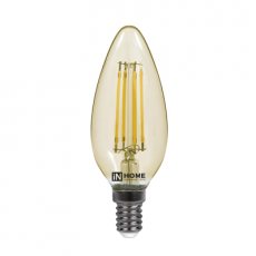 Лампа светодиодная LED-СВЕЧА-deco 7Вт 230В Е14 3000К 630Лм золотистая | 4690612007540 | IN HOME